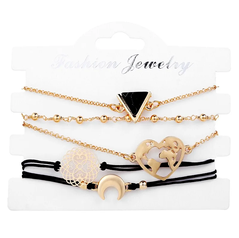 Rinhoo 1 комплект модные изысканные богемные сердце бабочка звено цепочки в виде браслета Высокое качество ювелирные изделия подарок для женщин - Окраска металла: BR18Y0410