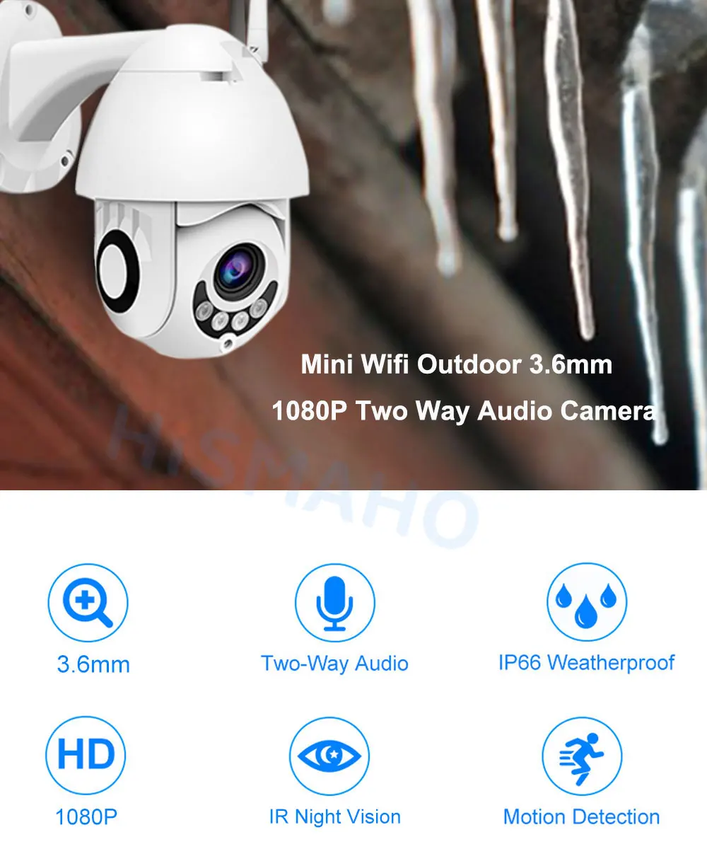 Наружная 1080P беспроводная WiFi камера 5x оптический зум двухсторонняя аудио PTZ Мини скоростная купольная ip-камера безопасности 4 мм/2,8-12 мм объектив icsee