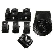 6pcs Headlight Window Master Panel Side Mirror Switch Set For Audi A4 Sedan 8E0941531 8E095985B 8E0959855 4F059565A