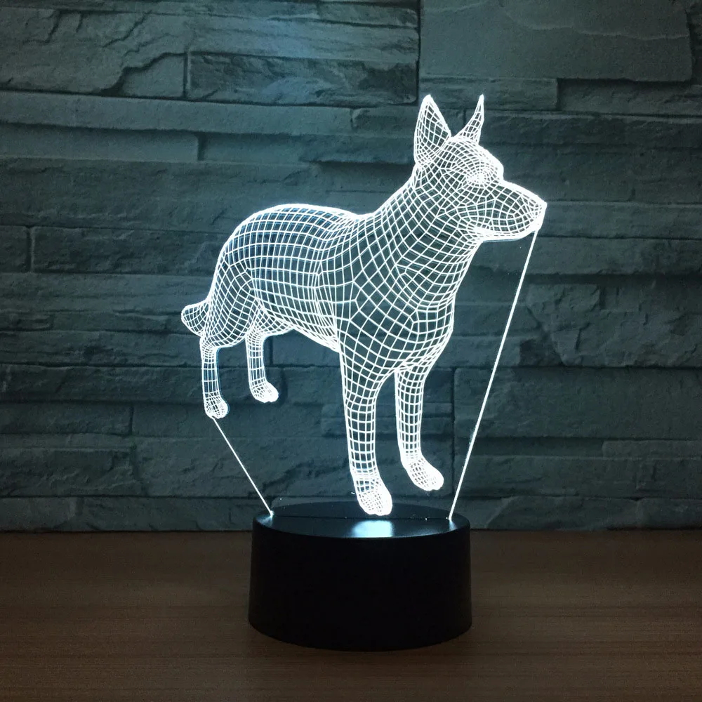 Доберман 3D ночные огни 7 цветов Изменение светодиод Новинка Luminaria животных Собака настольная лампа ребенок дома постели декора подарки