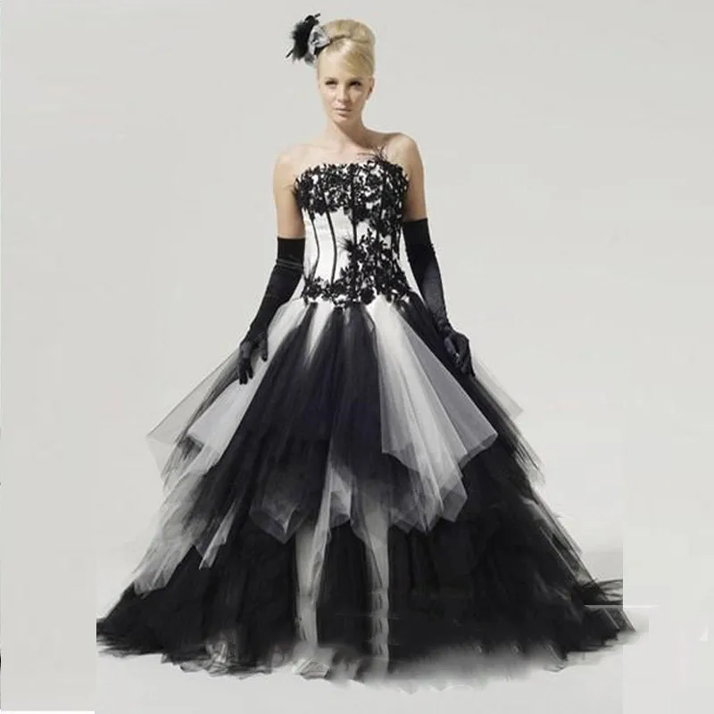 Black-And-White-Wedding-Dress-Lace-Up-Ball-Gown-Elegant-Bridal-Gown-High-Quality-Custom-Made (1)