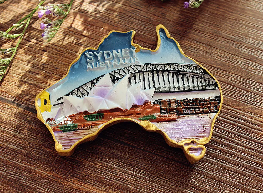 

Australia Sydney Opera House Harbour Bridge Tourist Travel Souvenir 3D Resin Fridge Magnet Craft Map