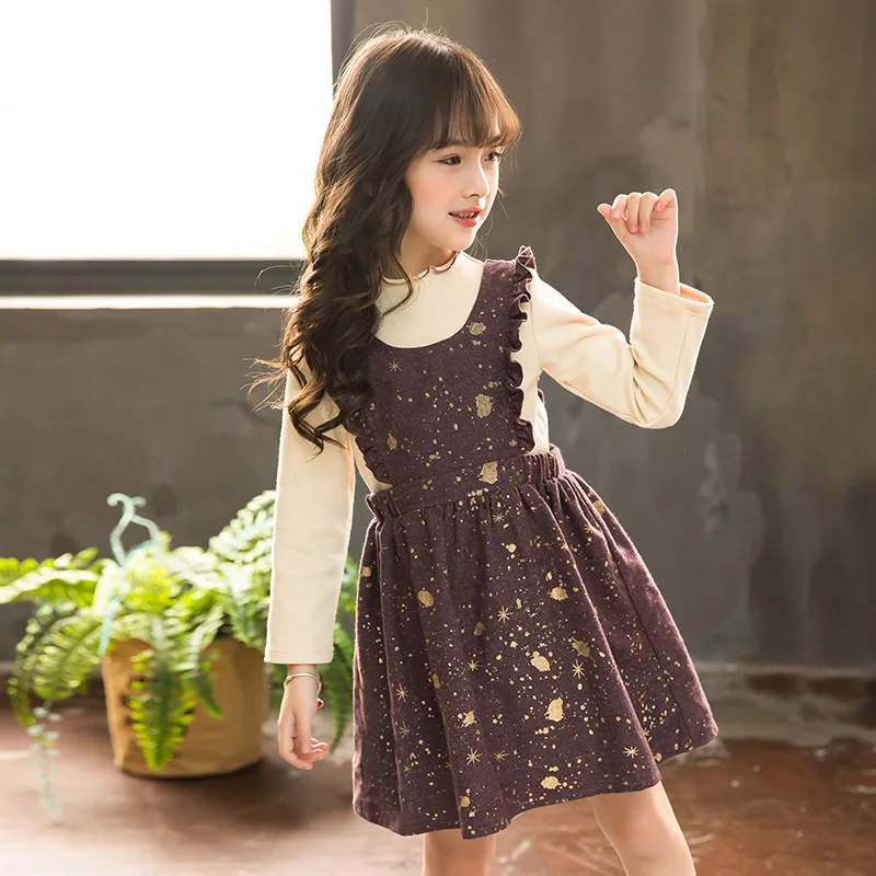 

Baby set Girl Autumn dress Two Pieces Set 2018 New Baby Dress Set Girl Suit Children Shirt & Vest Dress Kids Clothing Set,#3311