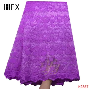 

HFX Latest African Laces 2019 Plain Purple Embroidery Tulle Fabric Indian Dress Bridal Net Lace For Party X2357