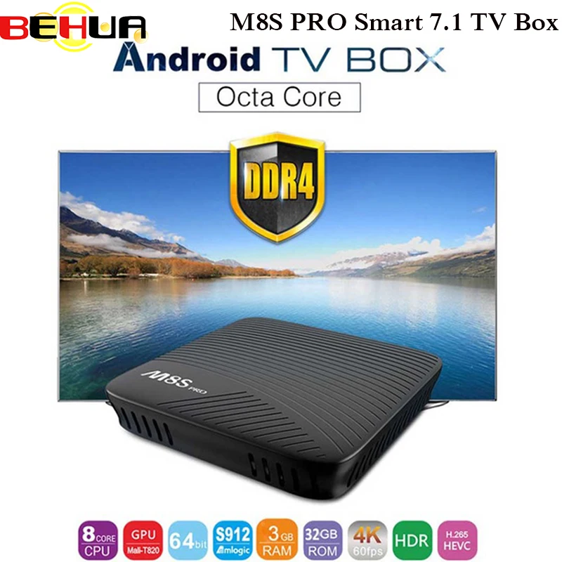 M8S PRO Android 7,1 ТВ Box Amlogic S912 Восьмиядерный 3 GB DDR4 32 GB 2,4G и 5G Smart ТВ BOX 4 K Media player Wi-Fi BT4.1 беспроводной адаптер