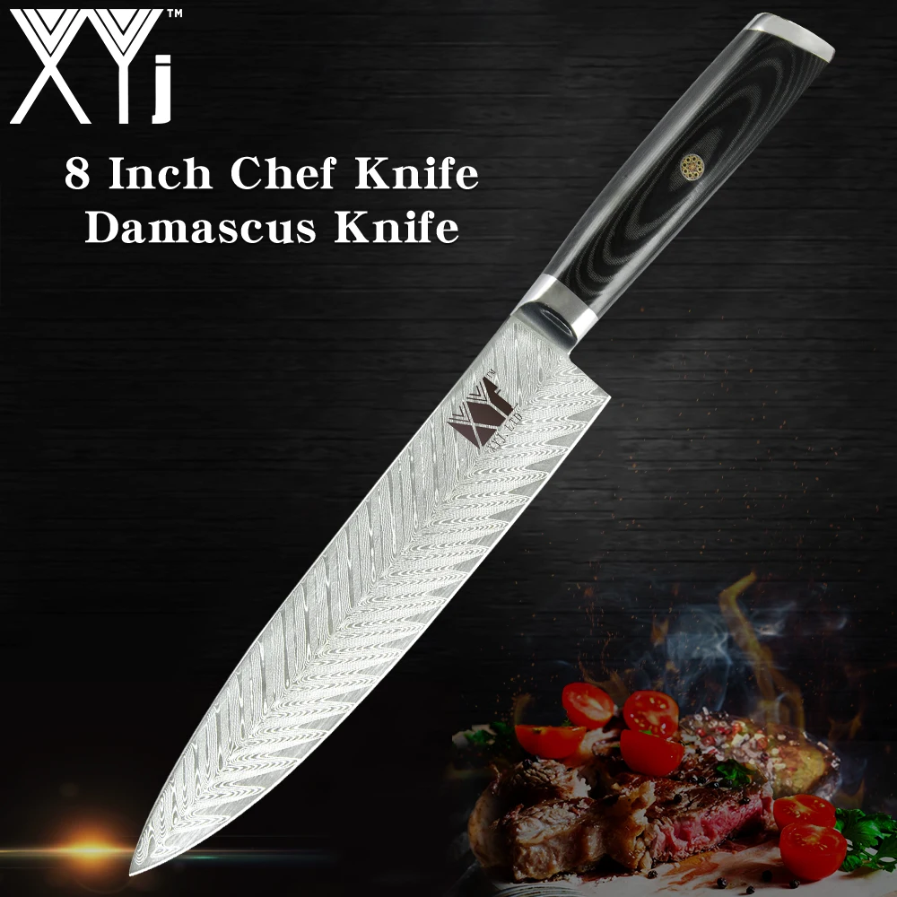 

XYj Ultra Sharp Blade Damascus Kitchen Knife Japan Damascus Steel 67 Layer Vg10 Chef Knives High Quality Cooking Tools Gyutou