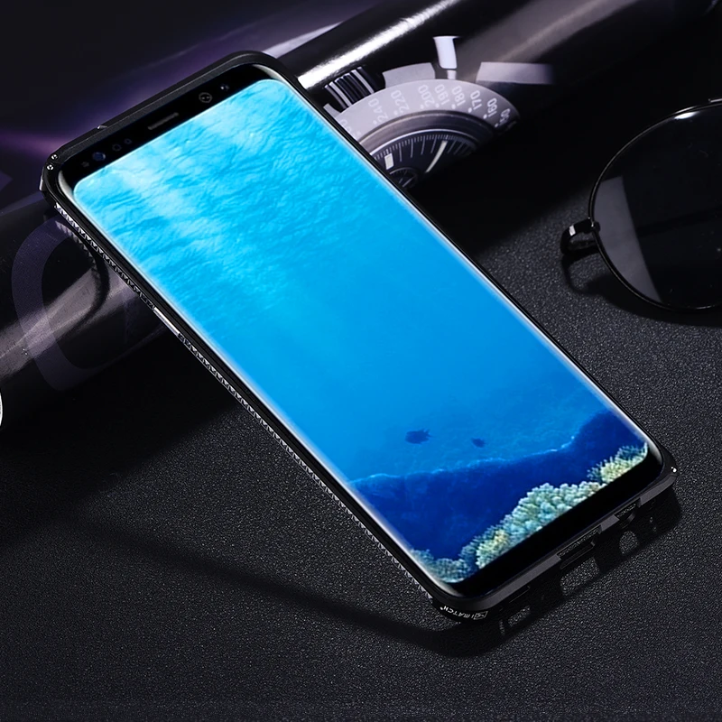 iMatch бампер чехол для Samsung Galaxy S8 Plus Note 8 Роскошная Алмазная Алюминевая металлическая крышка Невидимый Kickstand бампер