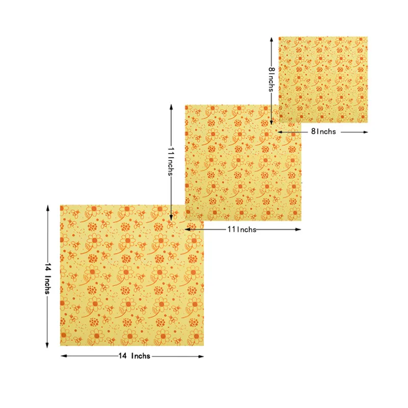 3 шт./компл. многоразовые пчелиный воск Обёрточная бумага s органическая ткань силиконовый Еда стрейч крышка Саран Обёрточная бумага-загерметизируйте мешки Кухня органайзер для хранения вещей