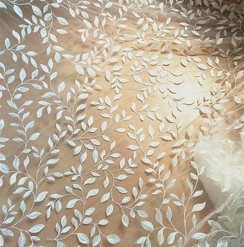 Cena Wysokiej jakości tkanina hafciarska suknia ślubna sukienka dziecięca spódnica tkaniny DIY Handmade liść akcesoria RS823