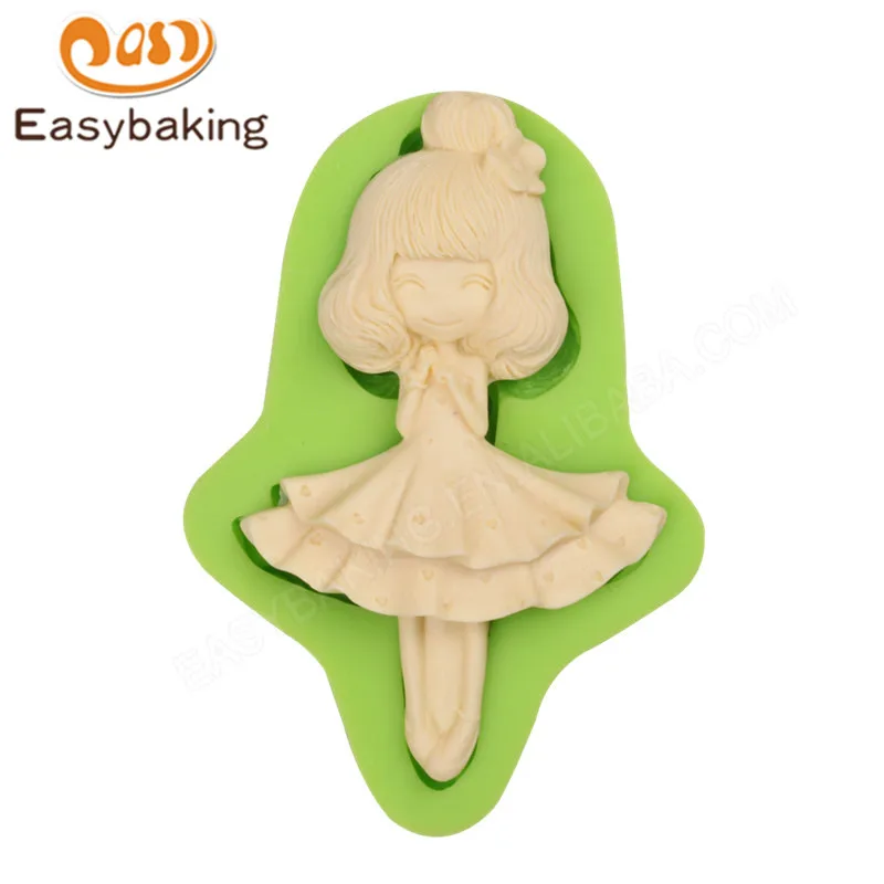 ES-1405-10 Lovely Little girl in skirt Silicone Molds for Fondant Cake Decorating