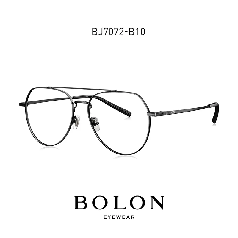 BOLON Double Bridge Eye Glasses Frame for Men Women, Aviation Spectacles Frames for Myopia Sunglasses with Diopters BJ7072 - Цвет оправы: B10 Black