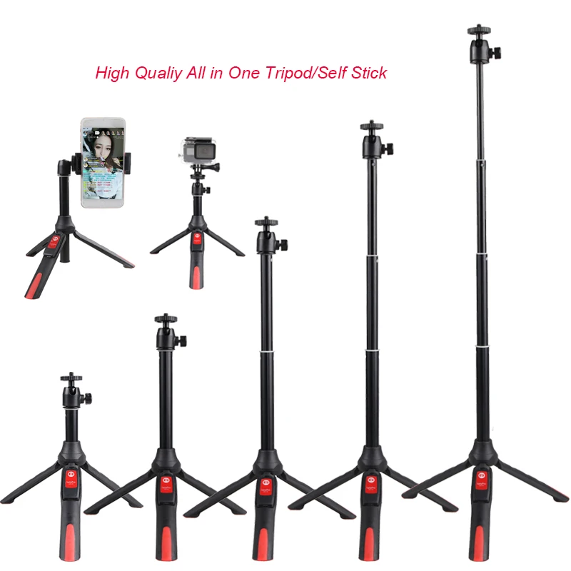 New 4 in 1 Extendable Aluminum Selfie Stick Tripod Stand Monopod Bluetooth Remote Phone Mount for iPhone X 8 Android Gopro | Электроника