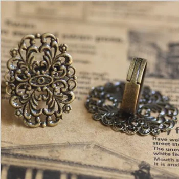 

Copper Ring Settings 20pcs/lot 6Colors 24x31mm Flower Tray Finger Ring Jewelry Accessory Findings C50026