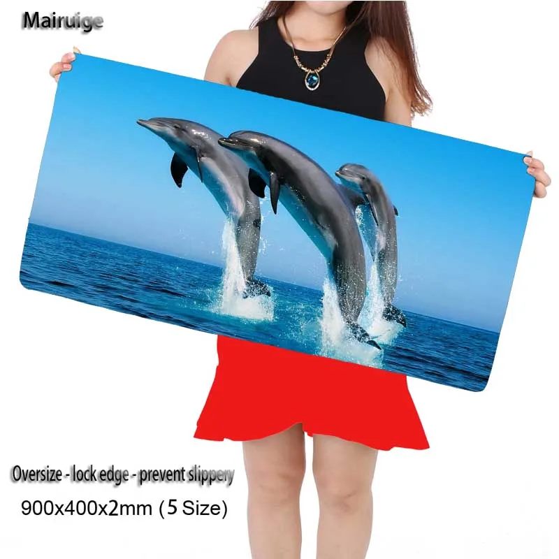  Mairuige Dolphins Jump Custom Large 800*300mm Large Gaming Mouse Pad Mat Locking Edge Thicker PC An
