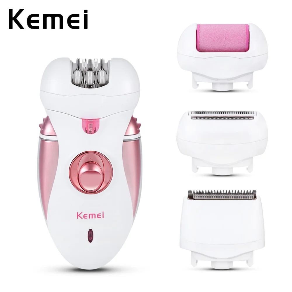 Kemei KM-2530 4 в 1 перезаряжаемый Эпилятор прибор для удаления мозолей машинка для стрижки лица удаление волос на теле женский купальник станок для бритья - Цвет: papaya