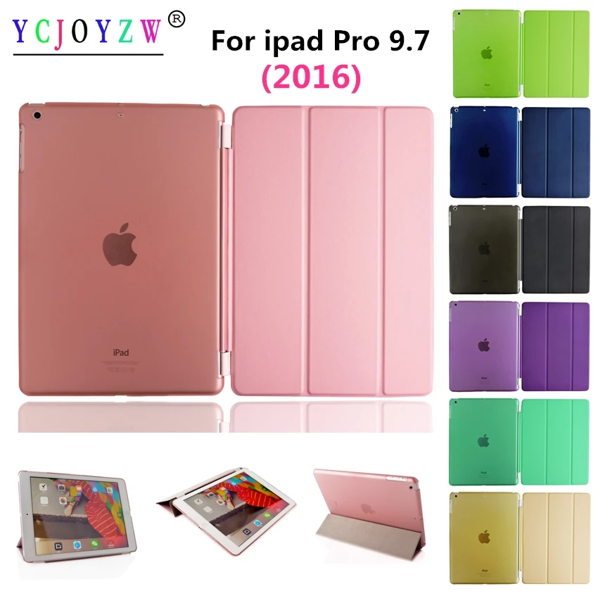 

Case For Apple 2016 iPad Pro 9.7 : A1673`1674`A1675 ,YCJOYZW-PU Leather Slim Magnetic Front Smart Cover Skin+Hard PC case