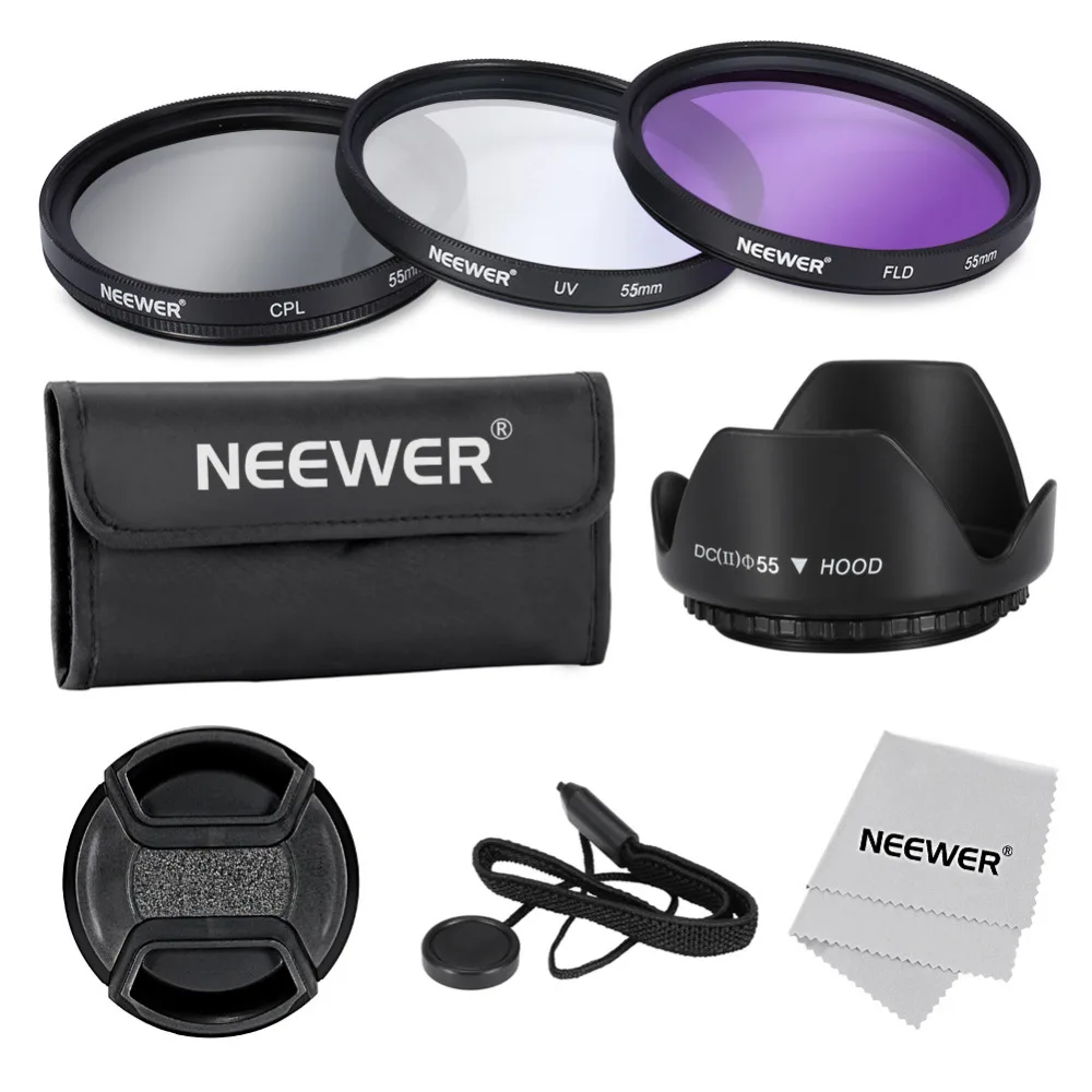 55mm UV Filter Camera Cleaning kit for All Lense and Cameras with a 55mm Lens Thread. 55mm Lens Hood 55mm Lens Cap 55mm Lens Accessories Kit w// 55mm ND Filters Kit