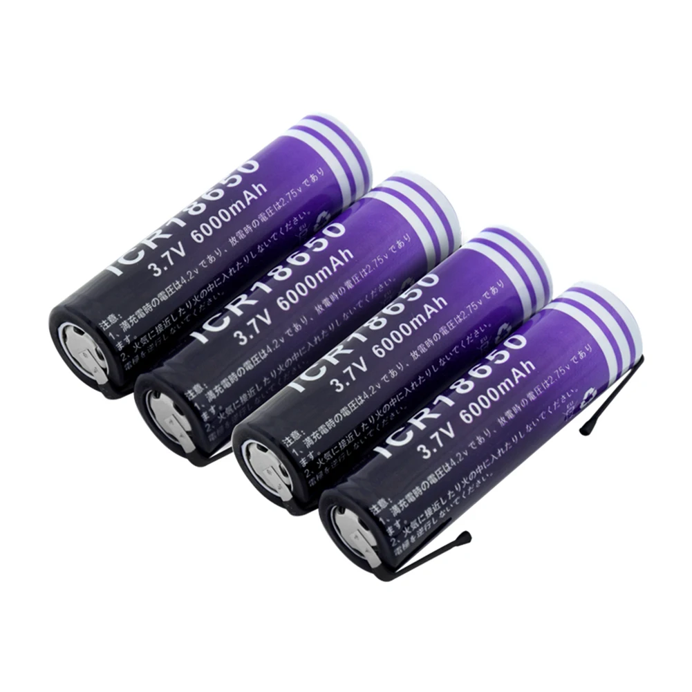 1/2/4 шт. долговечная 3,7 V 6000mAh 18650 литий-ионный аккумулятор для батареи с 2 Diy кабель для ноутбука антенна модель Фонарь налобный фонарь