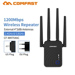 Extensor de wi fi, 1200mbps, amplificador de sinal wi fi, roteador dual band 2.4 ghz e 5ghz