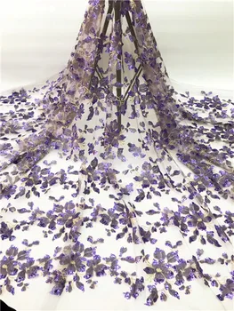 

African Lace Fabric 3D Flower High Quality 2019 French Tulle Lace Fabric Appliqued Nigerian Net Lace For Wedding Dress