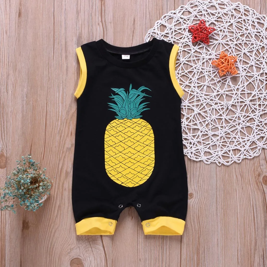 

Summer baby sleeveless blouse fruit pineapple print jumpsuit baby clothing body infantil roupa infantil menina#py40