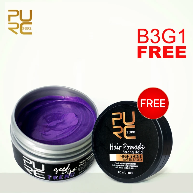 Buy 3Pcs get 1pcs Free PURC Hair Color Wax Dye One time Molding Paste