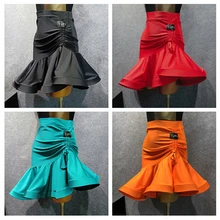 Профессиональная юбка для латинских танцев для женщин, юбка для танцев, 4 цвета, Vestido De Flecos, Фламенго, Румба/Самба/ковбой, юбка для латинских танцев, VDB504