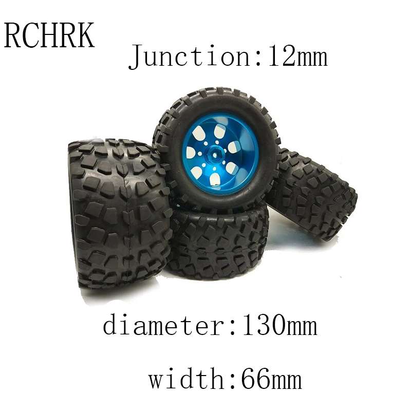 

4 pcs RC car 1/10 HSP 12mm racing wheel rim tires diameter 130mm width 55mm Suitable for 1/10 HSP 94111 94188 94108 HPI