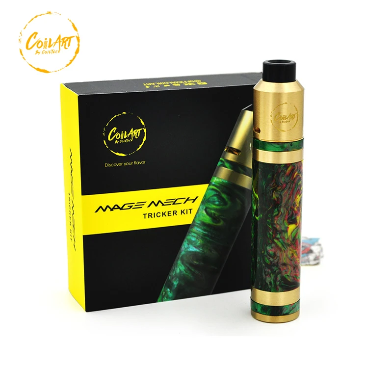 

Original CoilArt Mage Mech Tricker Kit Airflow Tank 18650 Mechanical Mod 24K Gold Plated Deck Coil Art Kit Vs Smok Vape pen 22