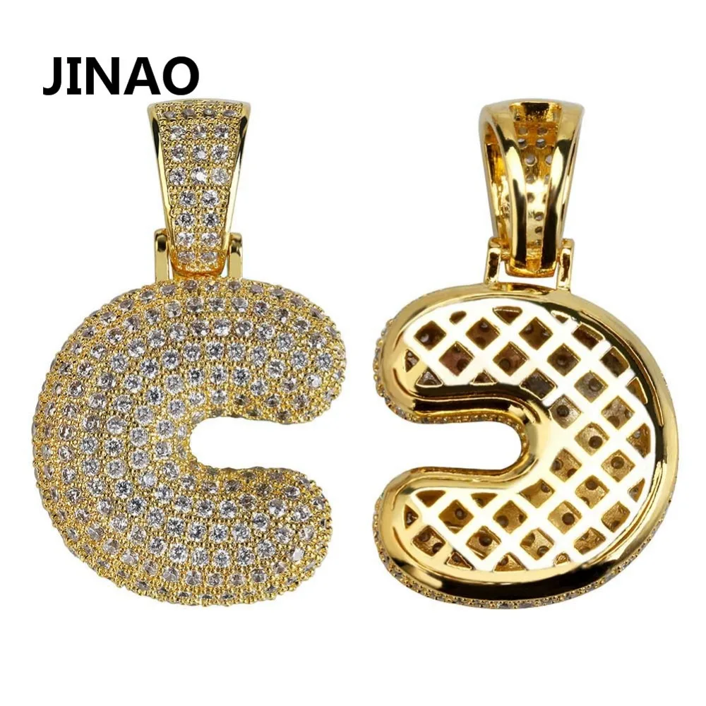 JINAO хип-хоп Iced Out Costom Bubble буквы кулон ожерелье микро проложить AAA+ Циркон с веревкой Чиан и теннисная цепь DIY ювелирные изделия