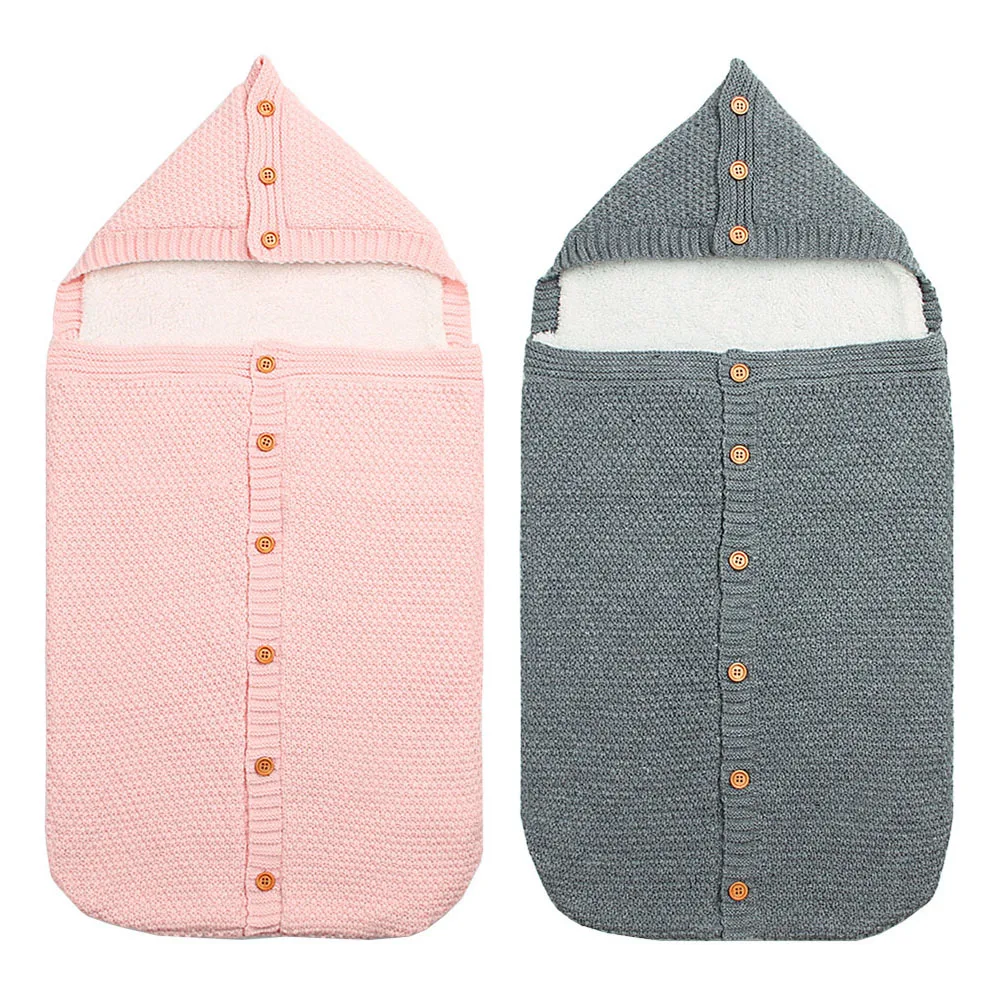 

2018 New Useful Winter Warm Newborn Baby Knit Crochet Swaddle Wrap Blankets Infant Stroller Sleeping Bag