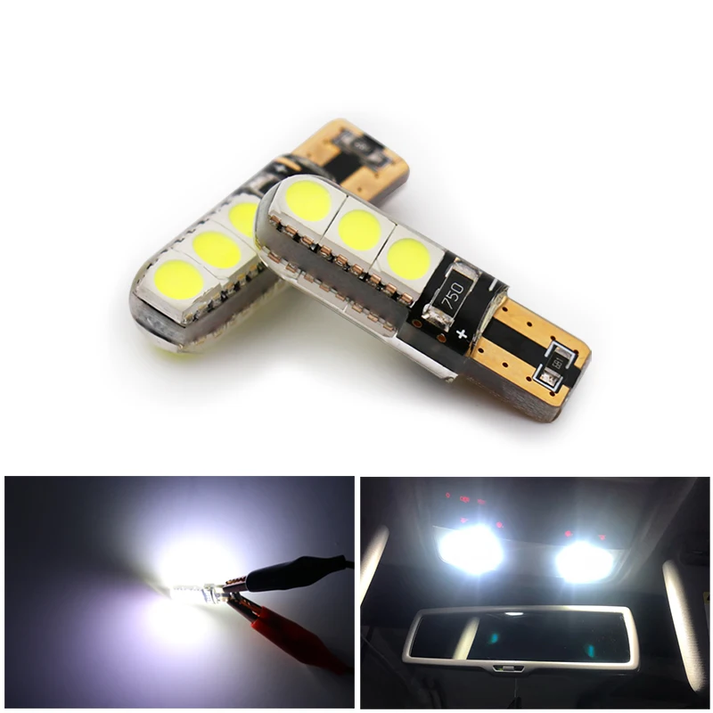 2 шт. Автомобильные светодиодные силиконовые лампы T10 W5W 12 В 5050 6 SMD|Сигнальная