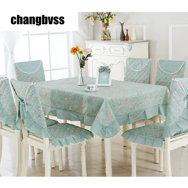 

Spring Style Green Table Cloth 9pcs/set Chair Mat+Chair Cover+Tablecloth Set Home Party Wedding Tablecloth toalha de mesa
