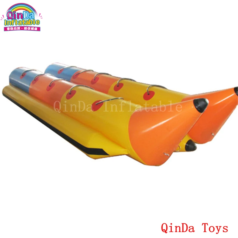 Double tubes inflatable flying banana boat with 10 seats,free air pump