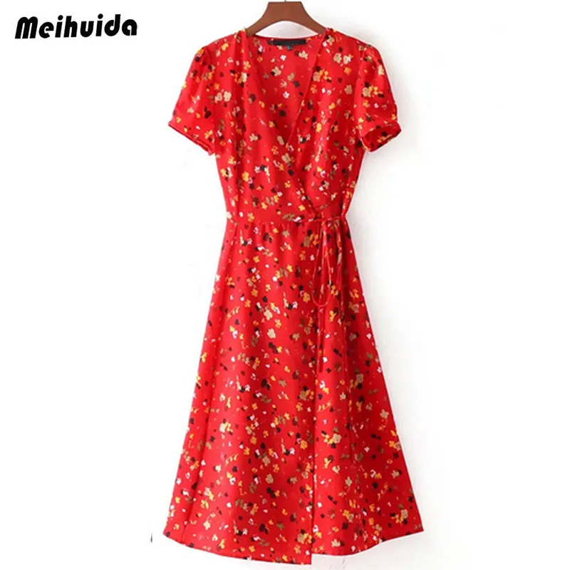 

Trendy Women dress Summer V-neck short sleeve Boho Party Beach Geometry casual Polyester Dresses one pieces