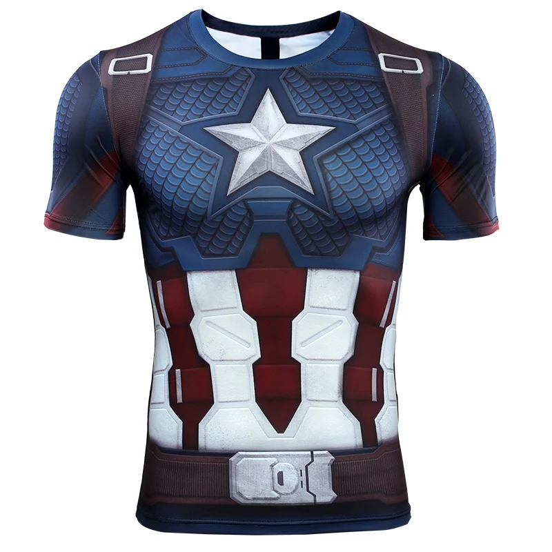 

Captain American Avengers Endgame 3D Printed T shirts Mens Quantum War Compression Shirt Iron Man Cosplay Costume Tops For Male