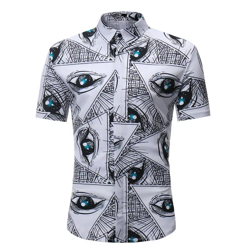 Мужская рубашка в летнем стиле с принтом пальмы, Пляжная гавайская рубашка, мужская повседневная гавайская рубашка с коротким рукавом, сорочка для мужчин, Азиатский Размер 3XL - Цвет: S127
