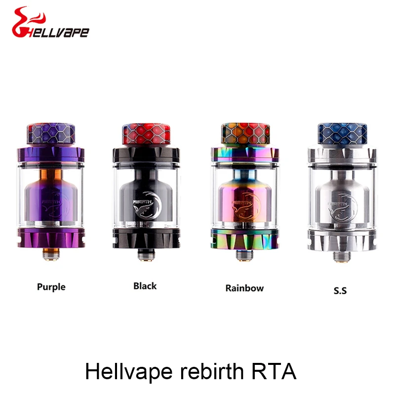 

2pcs/ lot Hellvape Rebirth RTA 25mm 2ml vape tank With 810 Resin Driptip for Squonkor mod Electronic Cigarette atomizer