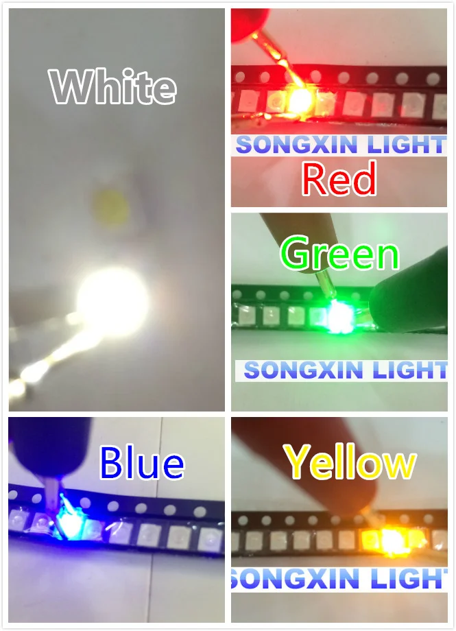 250 шт. супер яркий 3528 1210 SMD светодиодный красный/зеленый/синий/желтый/белый 50 шт в