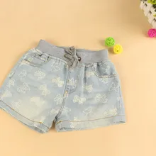 Оптом; 6 штук в комплекте Детские Обувь для девочек короткие джинсовые штаны дети бантом-Print Короткие джинсы Обувь для девочек повседневные короткие брюки