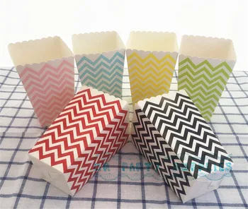 

Free Shipping 72pcs/lot Popcorn Boxes Chevron / Polka Dot / Striped Sweet Party Favour Loot Treat Cinema Candy Boxes Loot Bags