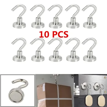 

10pcs Super Strong Magnetic Hooks Hanger Magic Wall Door Hook Strong For Home Storage Organization Mini Heavy Duty Hook Holder