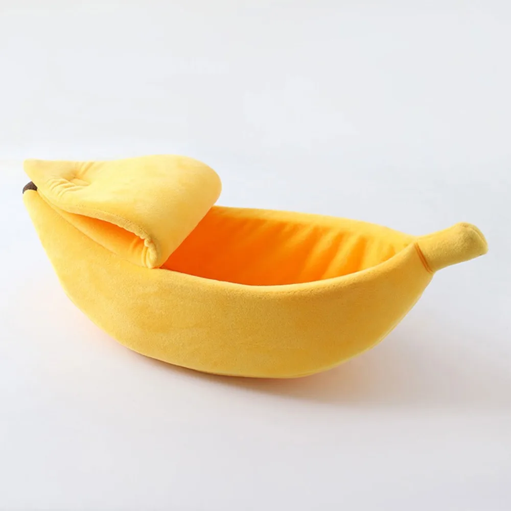  Banana Cat Bed House Cozy Cute Banana Puppy Cushion Kennel Warm Portable Pet Basket Supplies Mat Be