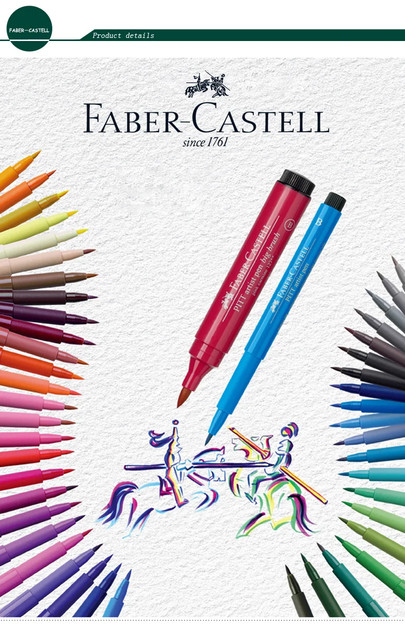 Ручка марки FABER CASTELL, мягкая водная головка, 6 цветов, ручная роспись, пейзаж персонажа, серый анимационный набор