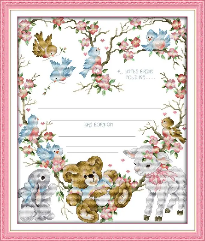 

Birth certificate (3) DMC Cross Stitch DIY Needlework Counted Cross Stitch Kit for Embroidery Cross Home Decor Crafts DIY Craft