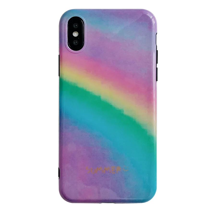 

For iphone XS MAX X XR case cover ins fashion 3d rainbow painted soft silicon phone bag case for iphone 7 8 6s 6 plus Ritozcase