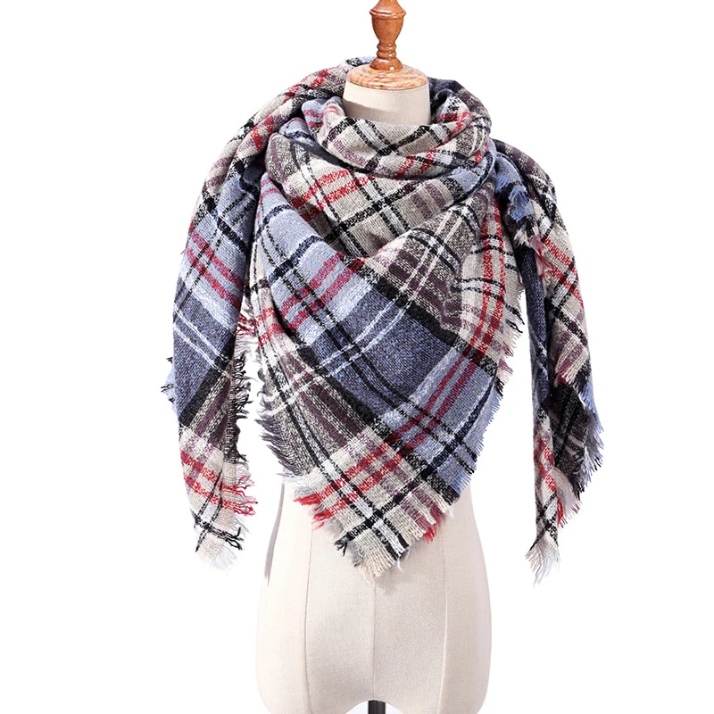 Дизайнерский бренд, Женский кашемировый шарф, треугольные зимние шарфы, пашмины, женские шали и палантины, вязаное одеяло, шейный платок в полоску - Цвет: Color 1