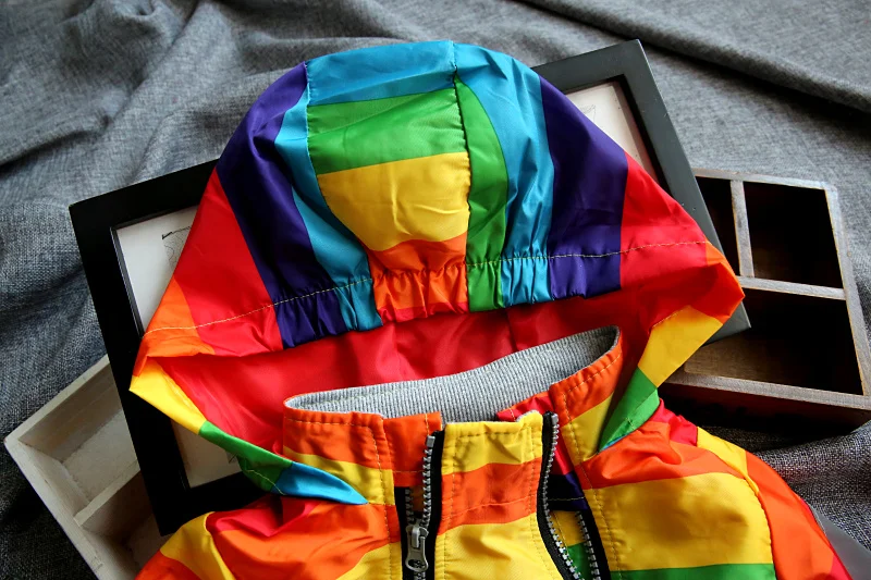 Finest  LILIGIRL Boys Girls Rainbow Coat Hooded Sun Water Proof Children's Jacket for Spring Autumn Kids Cl