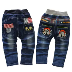 Бесплатная доставка, Весна-Осень 2019, хлопковые джинсы с героями мультфильмов для мальчиков, Классные штаны для мальчиков, детская одежда