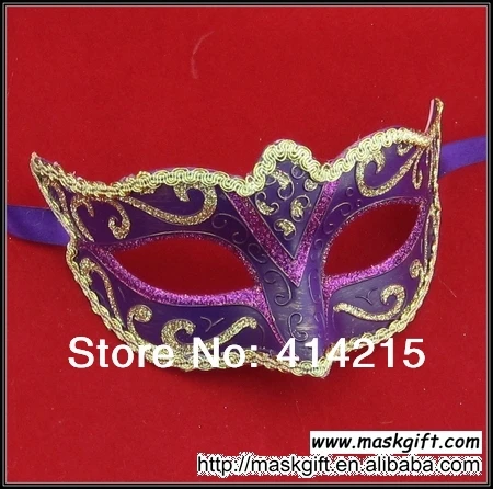 Высококачественные фиолетовые и золотые венецианские вечерние маскарадные маски
